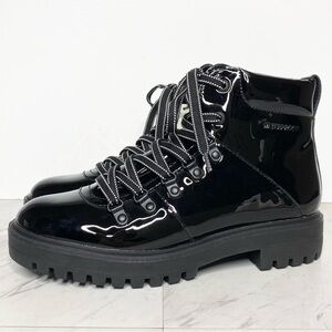 New! Cougar Nash Black Patent Lace Up Boot 9